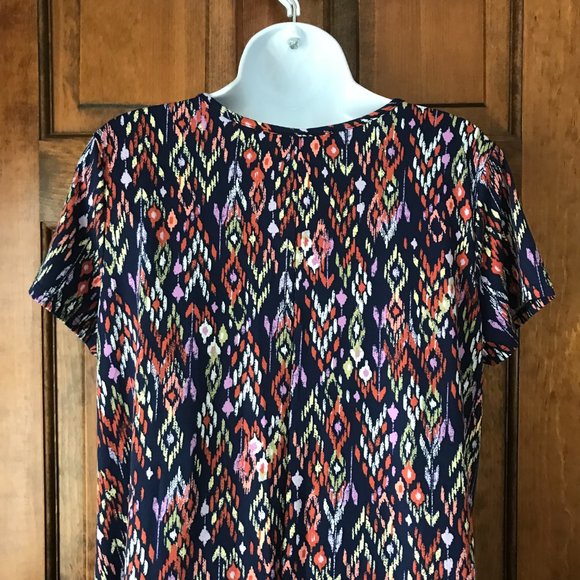 Harlow & Rose Navy Blue w/Multi-Color Abstract Pullover Tee Dress Medium - Picture 8 of 10